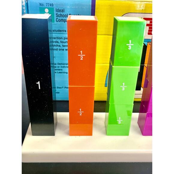 Ideal School Supply Fraction STAX Math Manipulatives Set Tower Cubes Learning - Picture 2 of 8